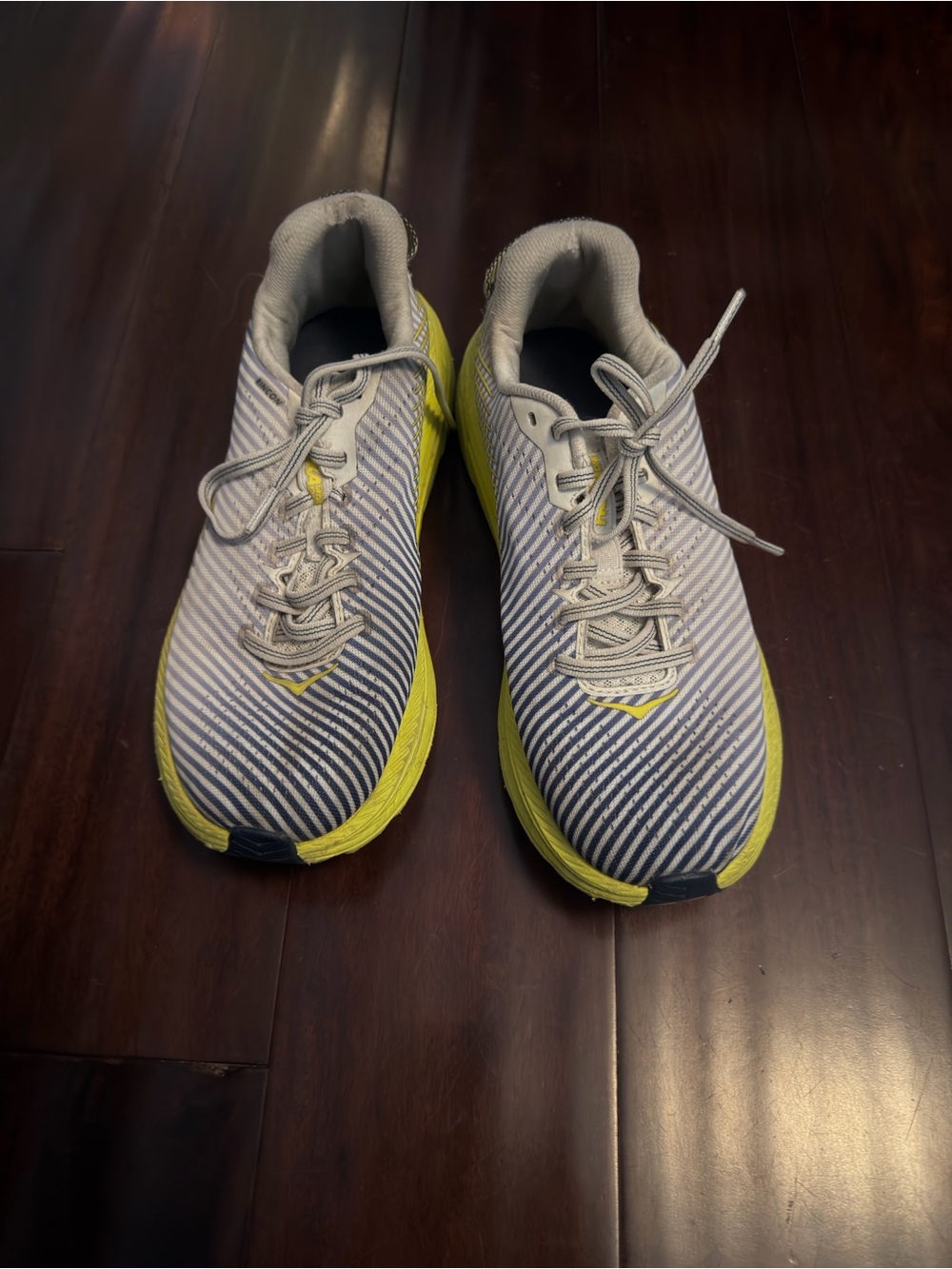 Hoka One One White Gray and Yellow Women's Running Sneakers